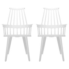 Set of 2 Kartell Comback Chairs in White with White Legs by Patricia Urquiola