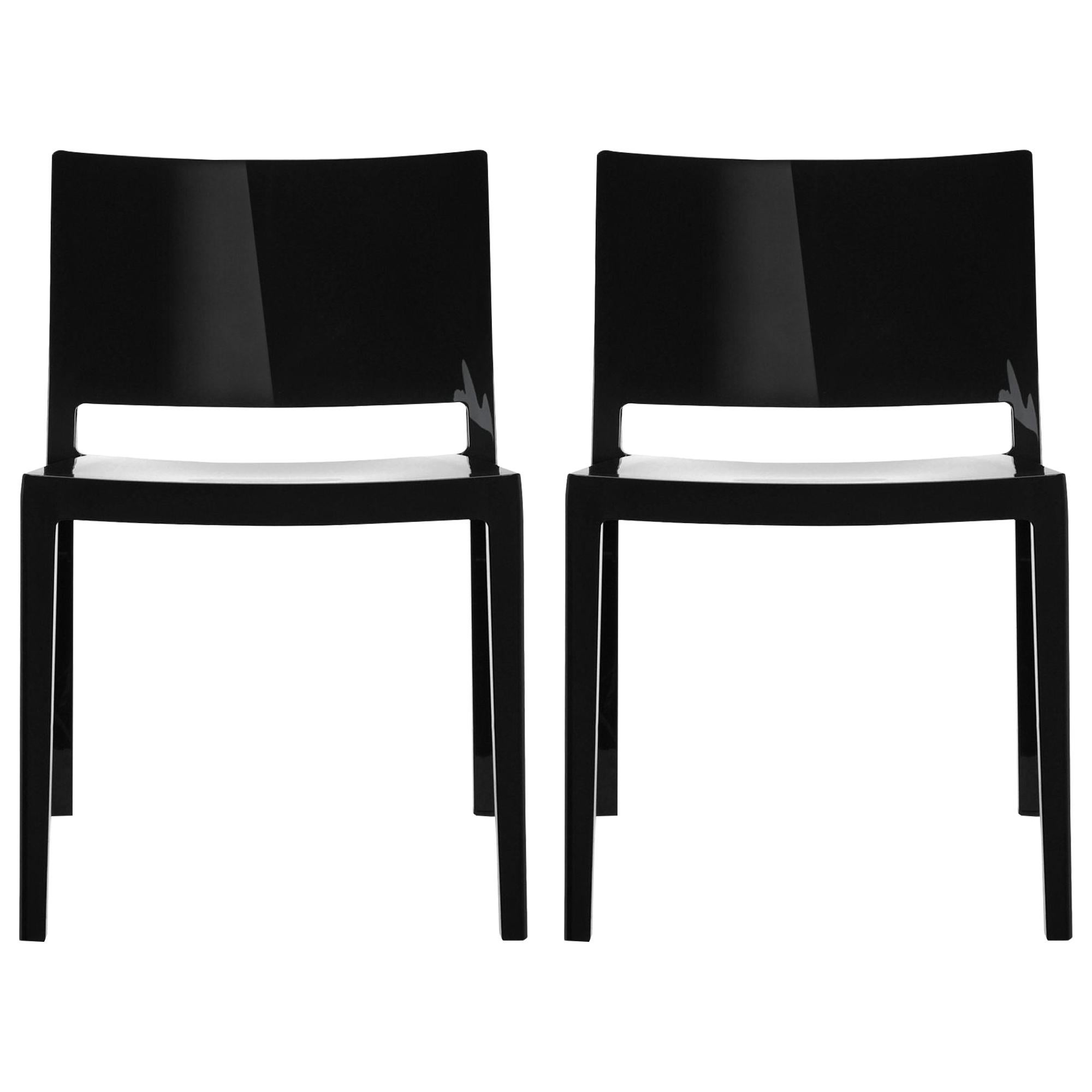 Set of 2 Kartell Lizz Chairs in Black by Piero Lissoni & Carlo Tamborini For Sale