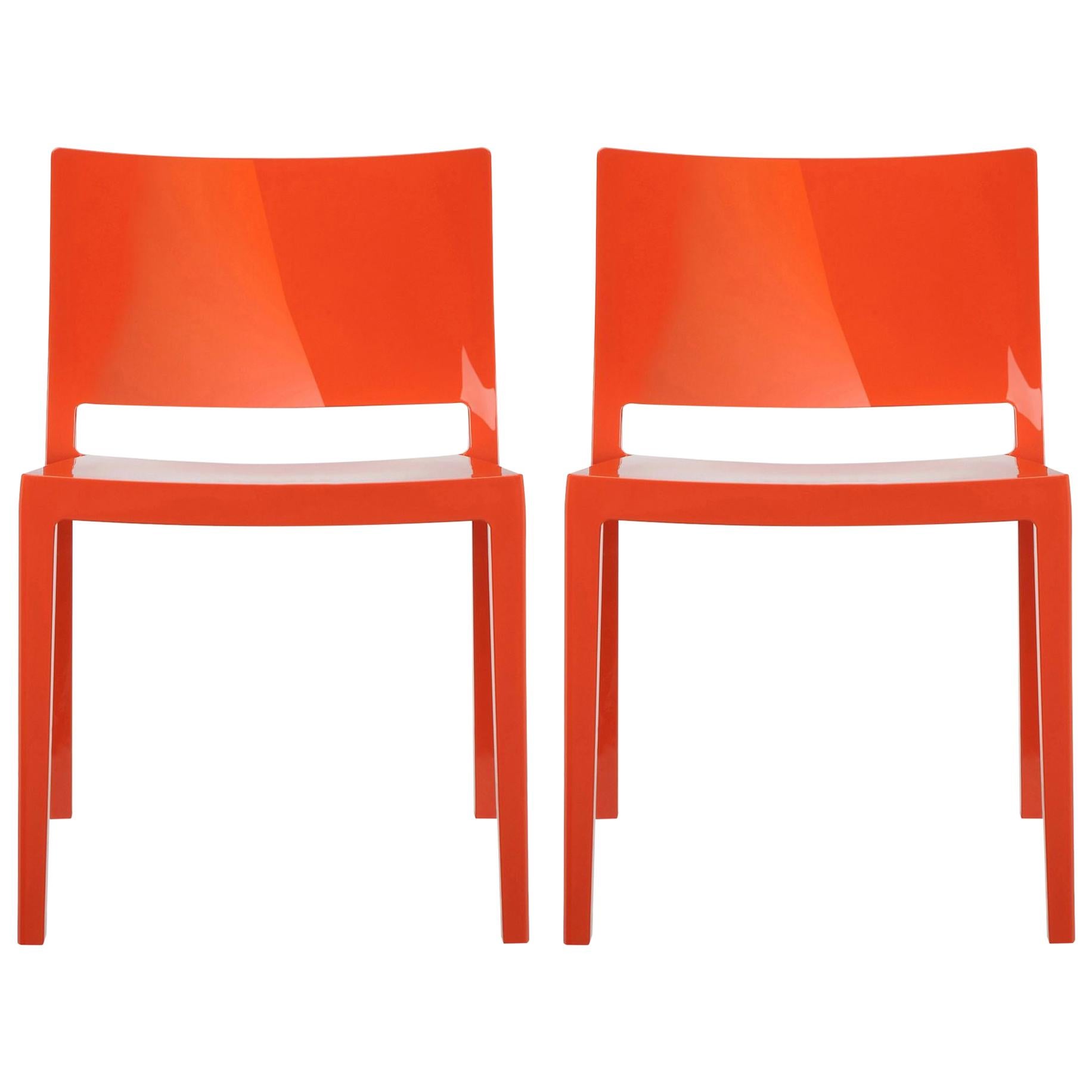 Set of 2 Kartell Lizz Chairs in Orange by Piero Lissoni & Carlo Tamborini