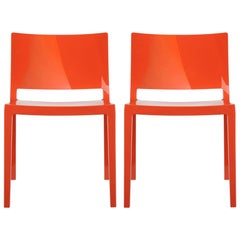 Set of 2 Kartell Lizz Chairs in Orange by Piero Lissoni & Carlo Tamborini