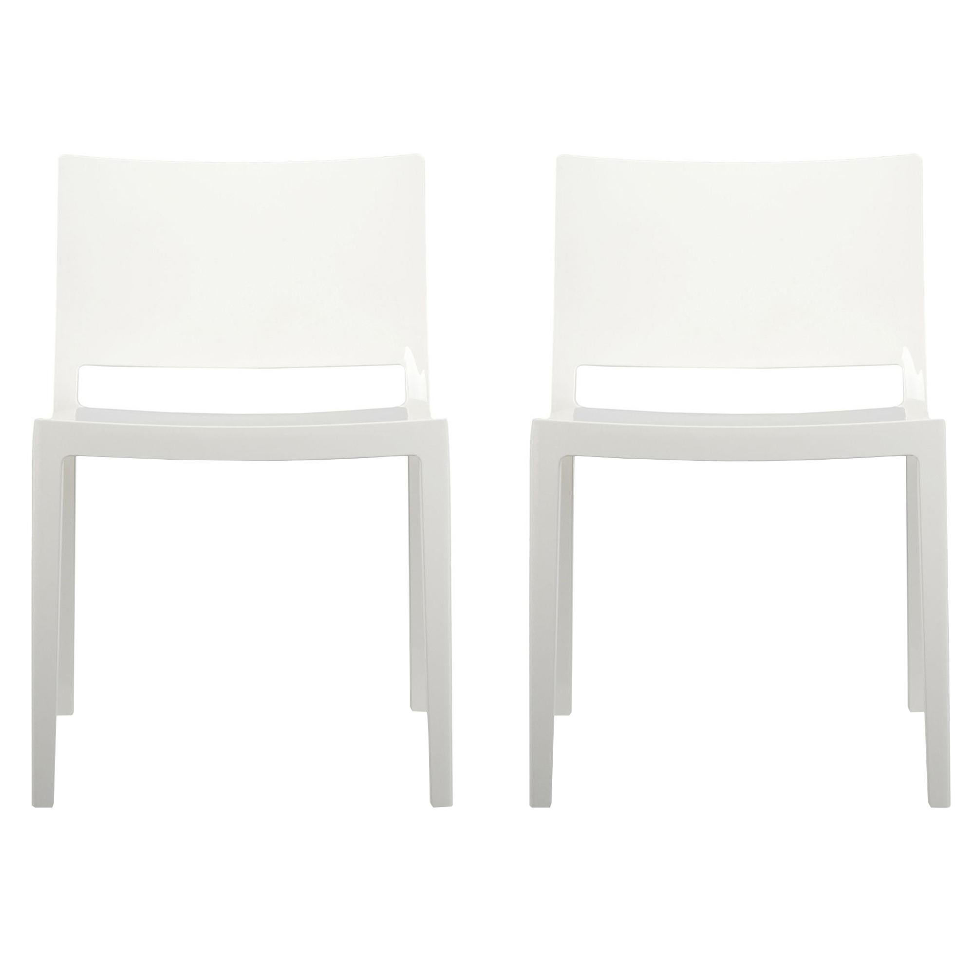 Set of 2 Kartell Lizz Chairs in White by Piero Lissoni & Carlo Tamborini