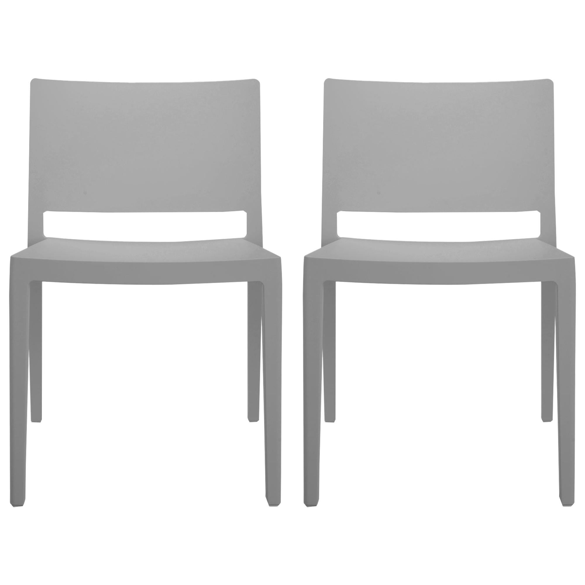 Set of 2 Kartell Lizz Mat Chairs in Grey by Patricia Urquiola