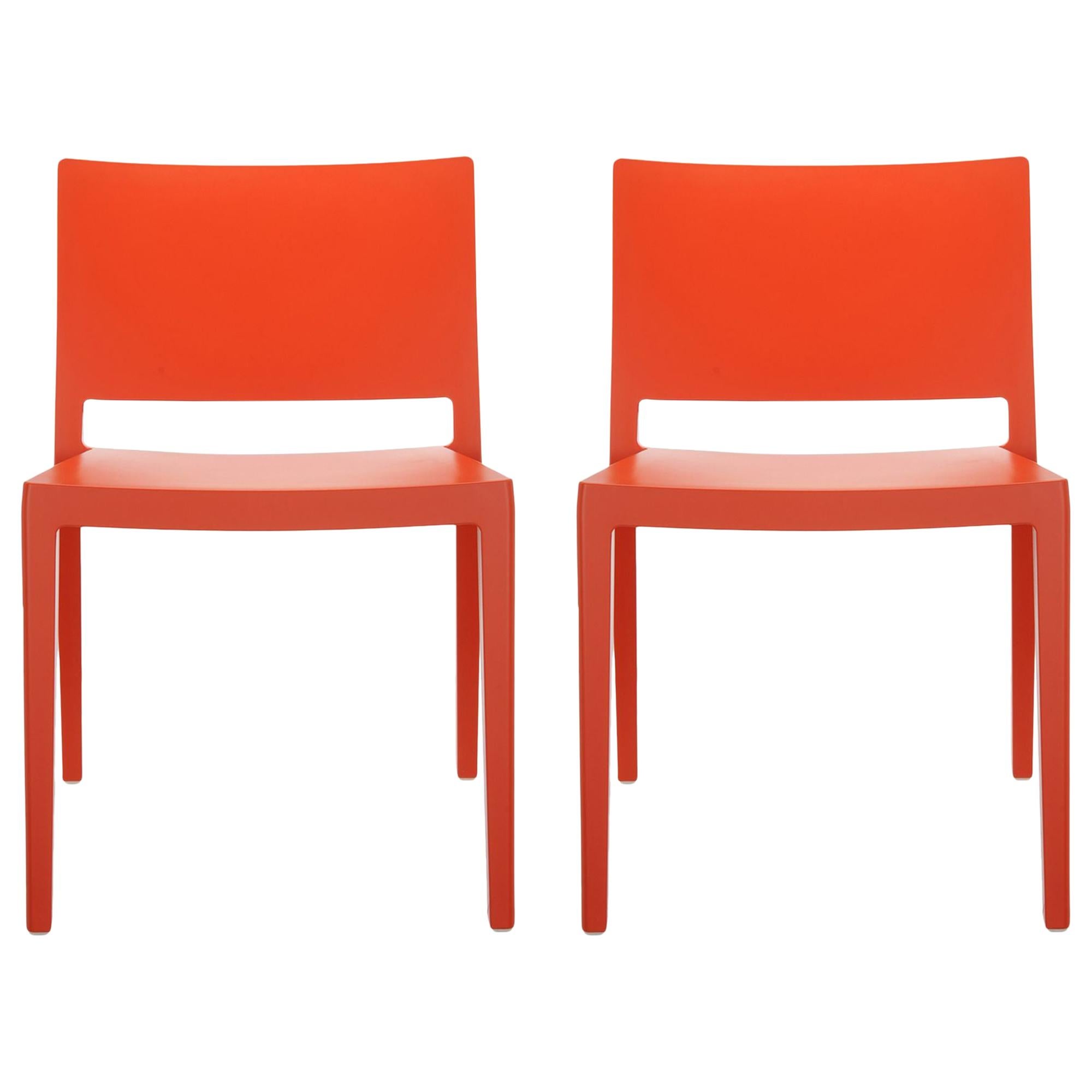 Set of 2 Kartell Lizz Mat Chairs in Orange by Patricia Urquiola