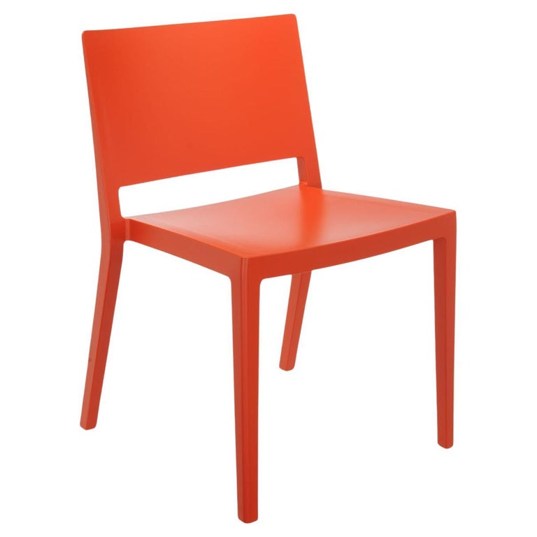 Set of 2 Kartell Lizz Matt Orange Chair by Piero Lissoni For Sale
