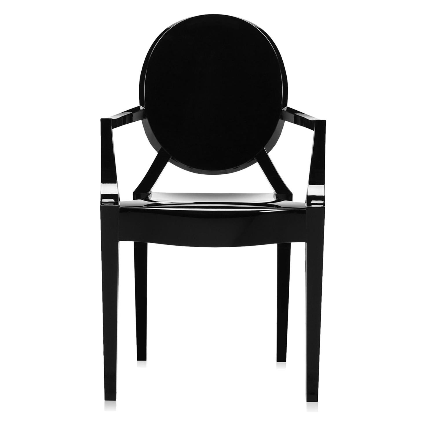 Set of 2 Kartell Louis Ghost Armchairs in Black by Philippe Starck