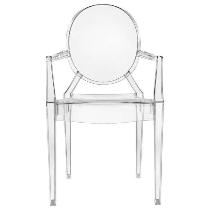 Set of 2 Kartell Louis Ghost Armchairs in Crystal by Philippe Starck