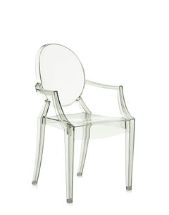 Set of 2 Kartell Louis Ghost Armchairs in Crystal Green by Philippe Starck