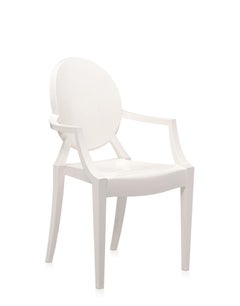 Set of 2 Kartell Louis Ghost Armchairs in Glossy White by Philippe Starck