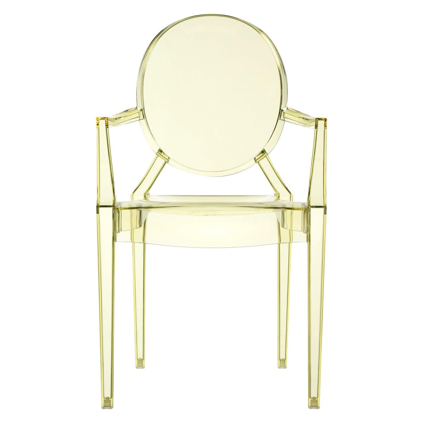 Set of 2 Kartell Louis Ghost Armchairs in Straw Yellow by Philippe Starck