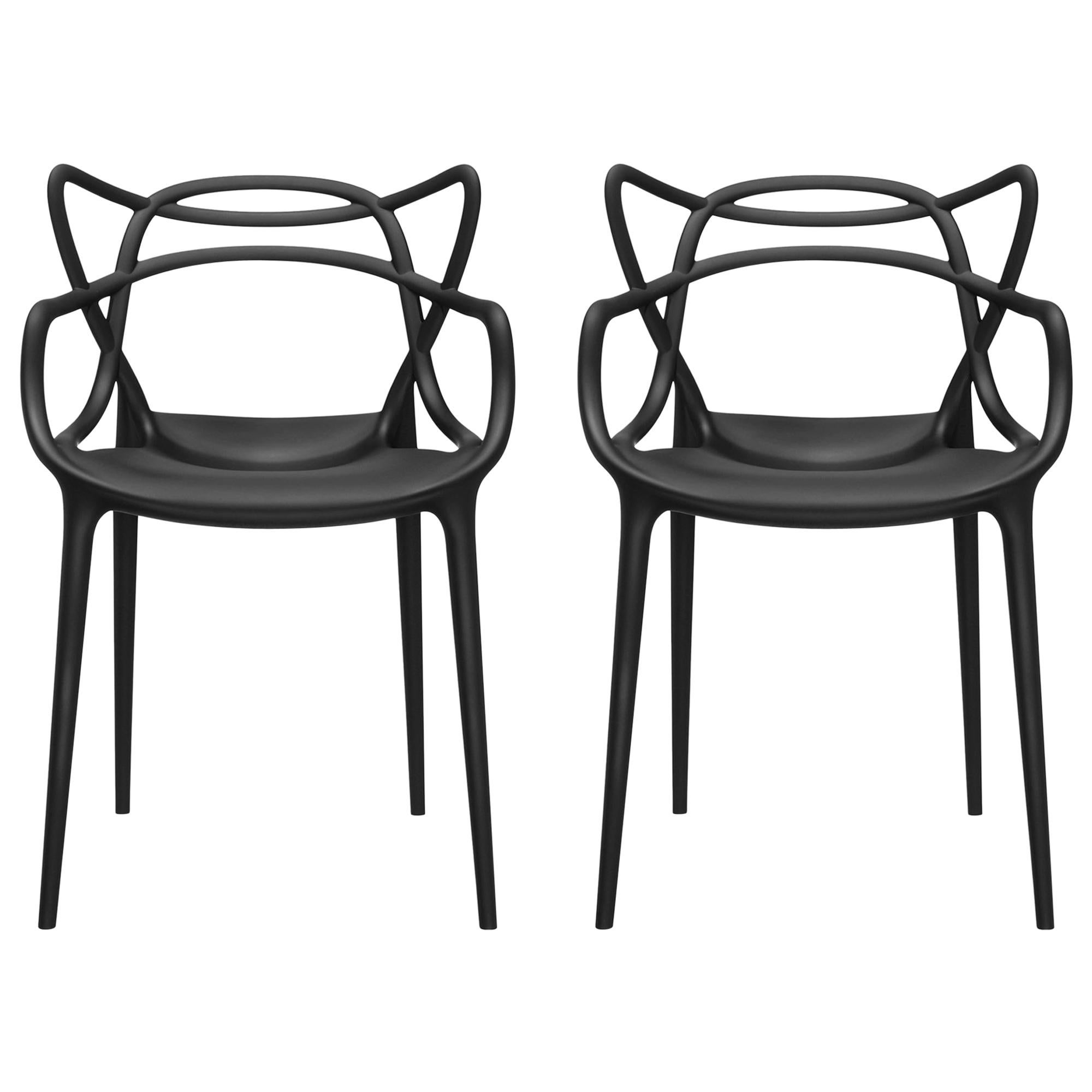 Set of 2 Kartell Masters Chairs in Black by Philippe Starck & Eugeni Quitllet For Sale