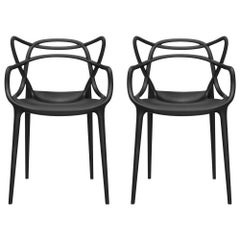 Set of 2 Kartell Masters Chairs in Black by Philippe Starck & Eugeni Quitllet