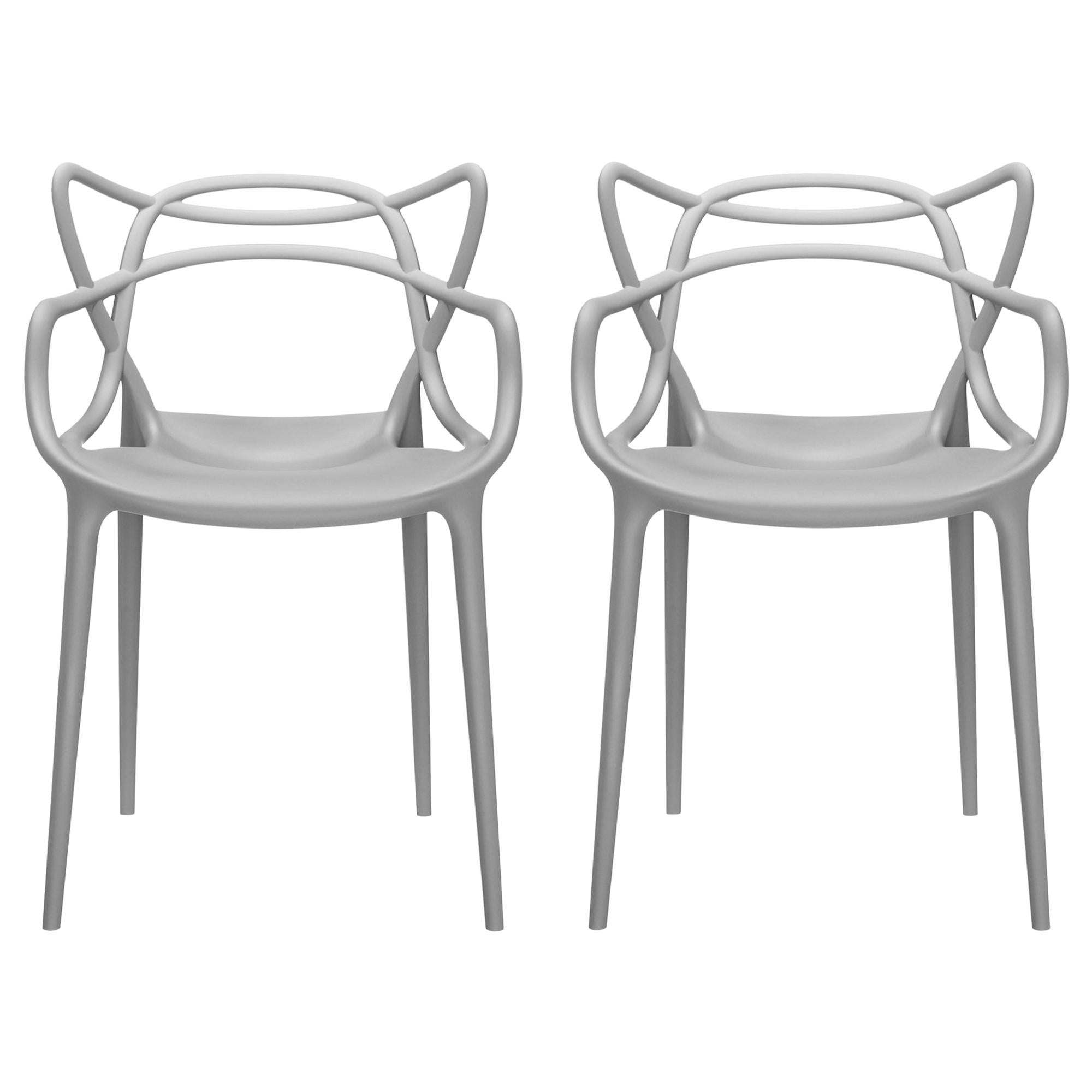 Set of 2 Kartell Masters Chairs in Grey by Philippe Starck & Eugeni Quitllet
