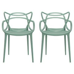 Set of 2 Kartell Masters Chairs in Sage by Philippe Starck & Eugeni Quitllet