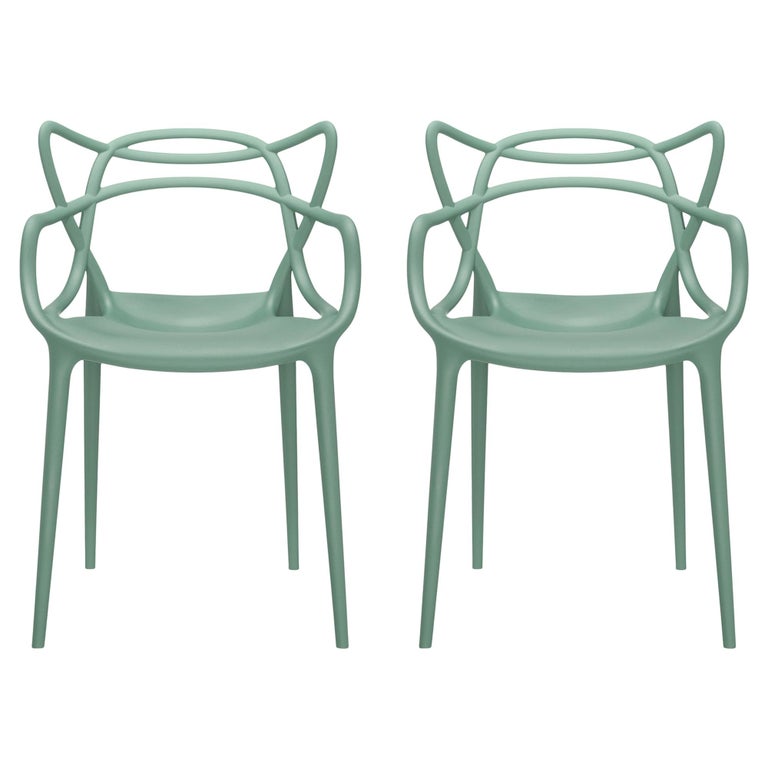Set of 2 Kartell Masters Chairs in Sage by Philippe Starck and Eugeni  Quitllet For Sale at 1stDibs
