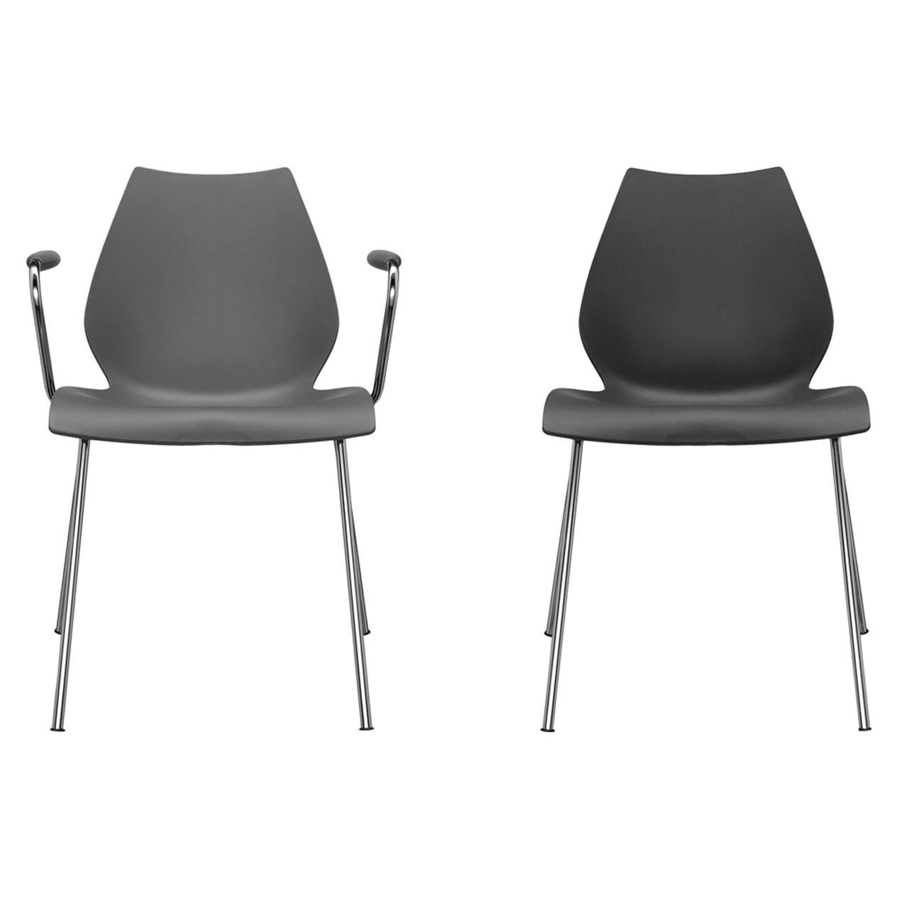 Set of 2 Kartell Maui Armchair in Black by Vico Magistretti