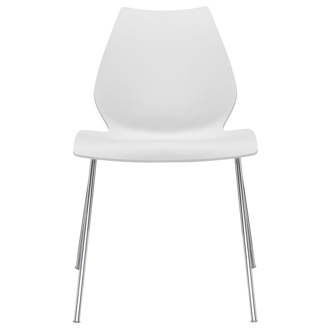 Set of 2 Kartell Maui Dining Chairs in Zinc White by Vico Magistretti