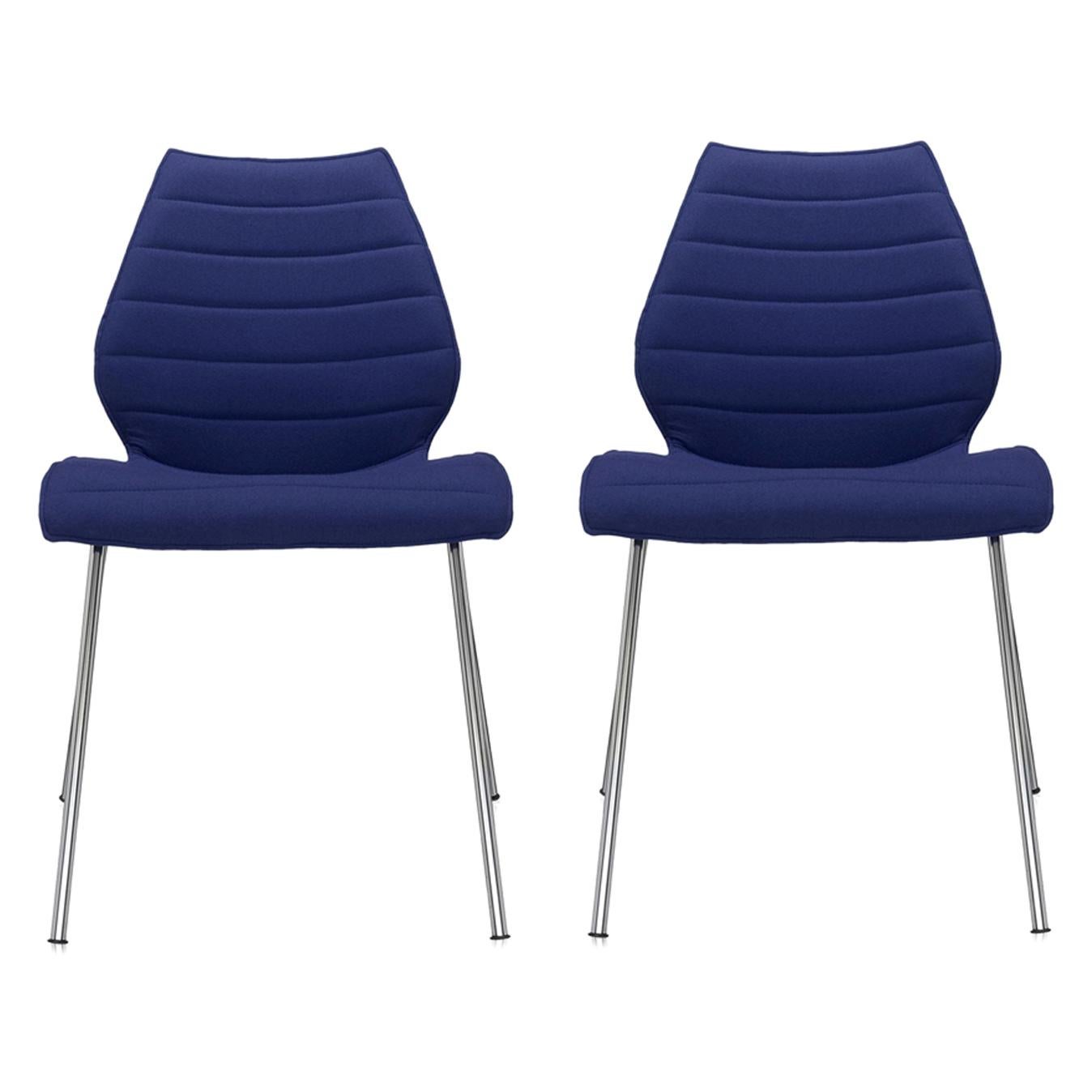 Set of 2 Kartell Maui Soft Trevira Chair in Blue by Vico Magistretti