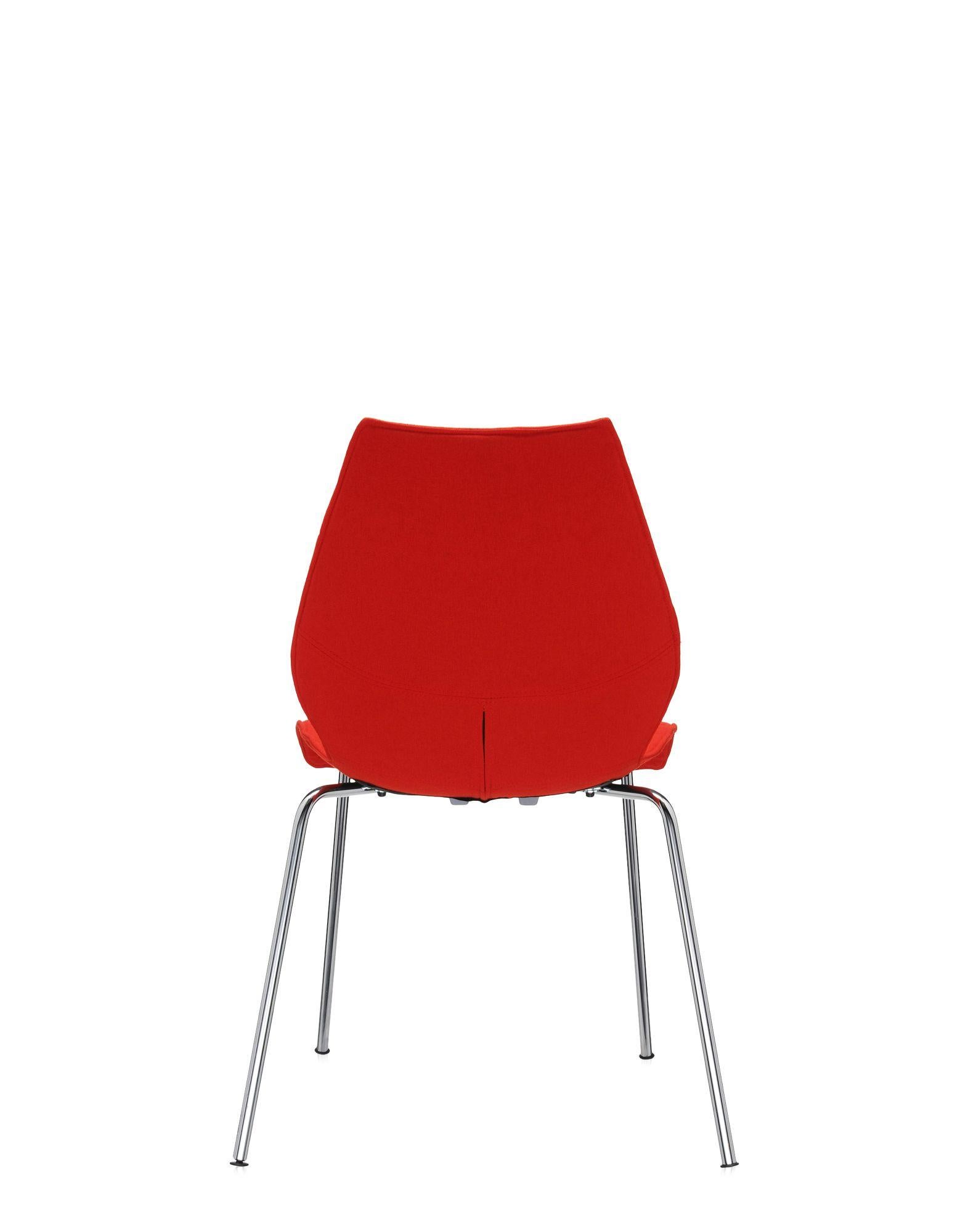 Italian Set of 2 Kartell Maui Soft Trevira Chair in Red by Vico Magistretti