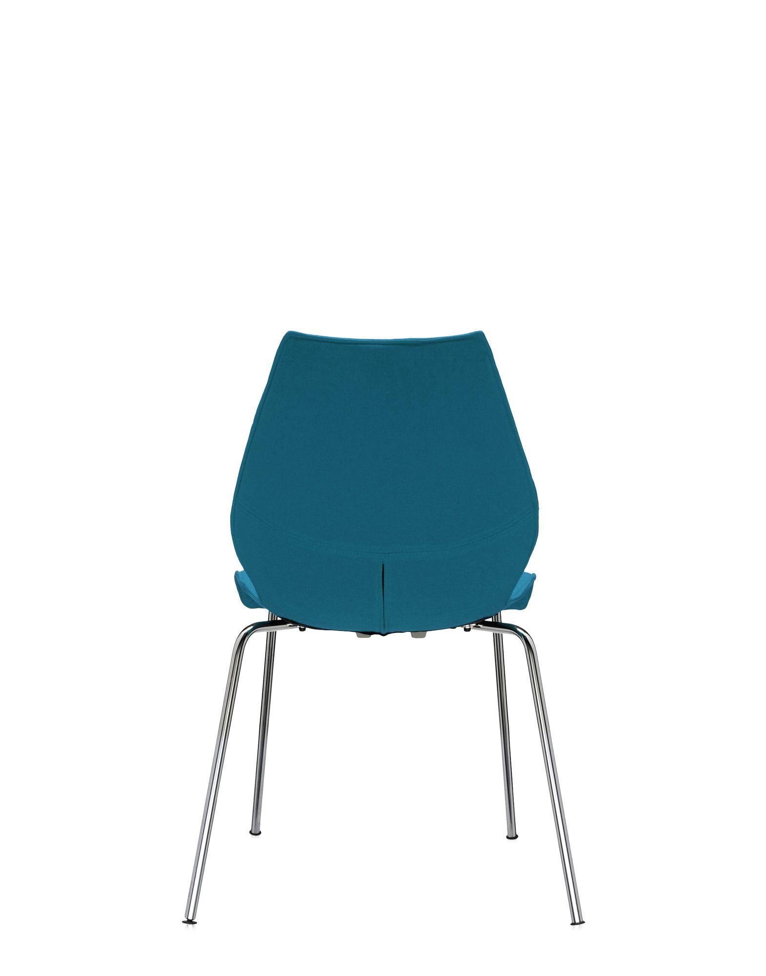Modern Set of 2 Kartell Maui Soft Trevira Chair in Teal by Vico Magistretti