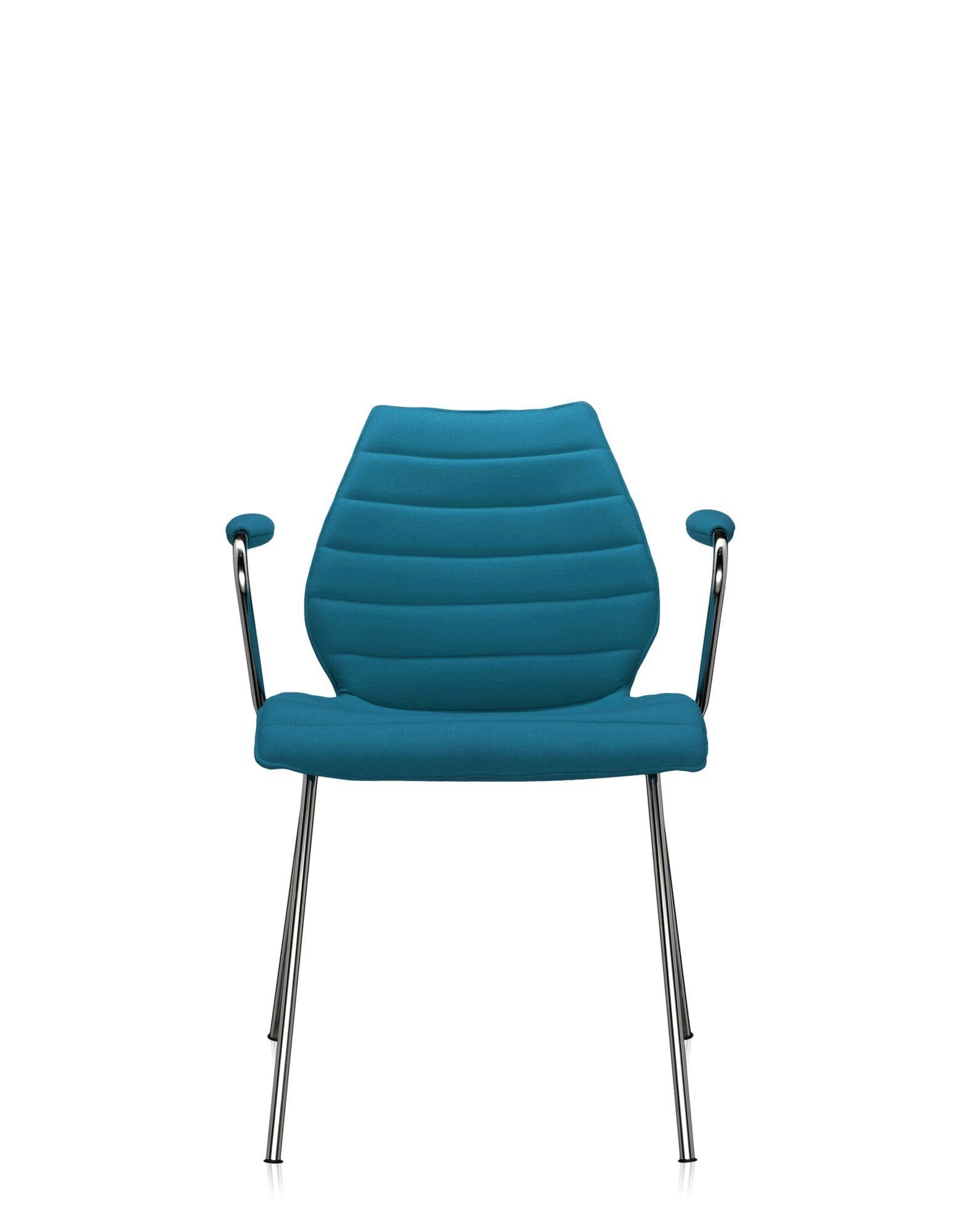 Italian Set of 2 Kartell Maui Soft Trevira Chair in Teal by Vico Magistretti