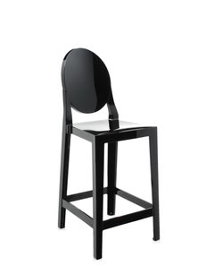Set of 2 Kartell One More Counter Stools in Mat Black by Philippe Starck