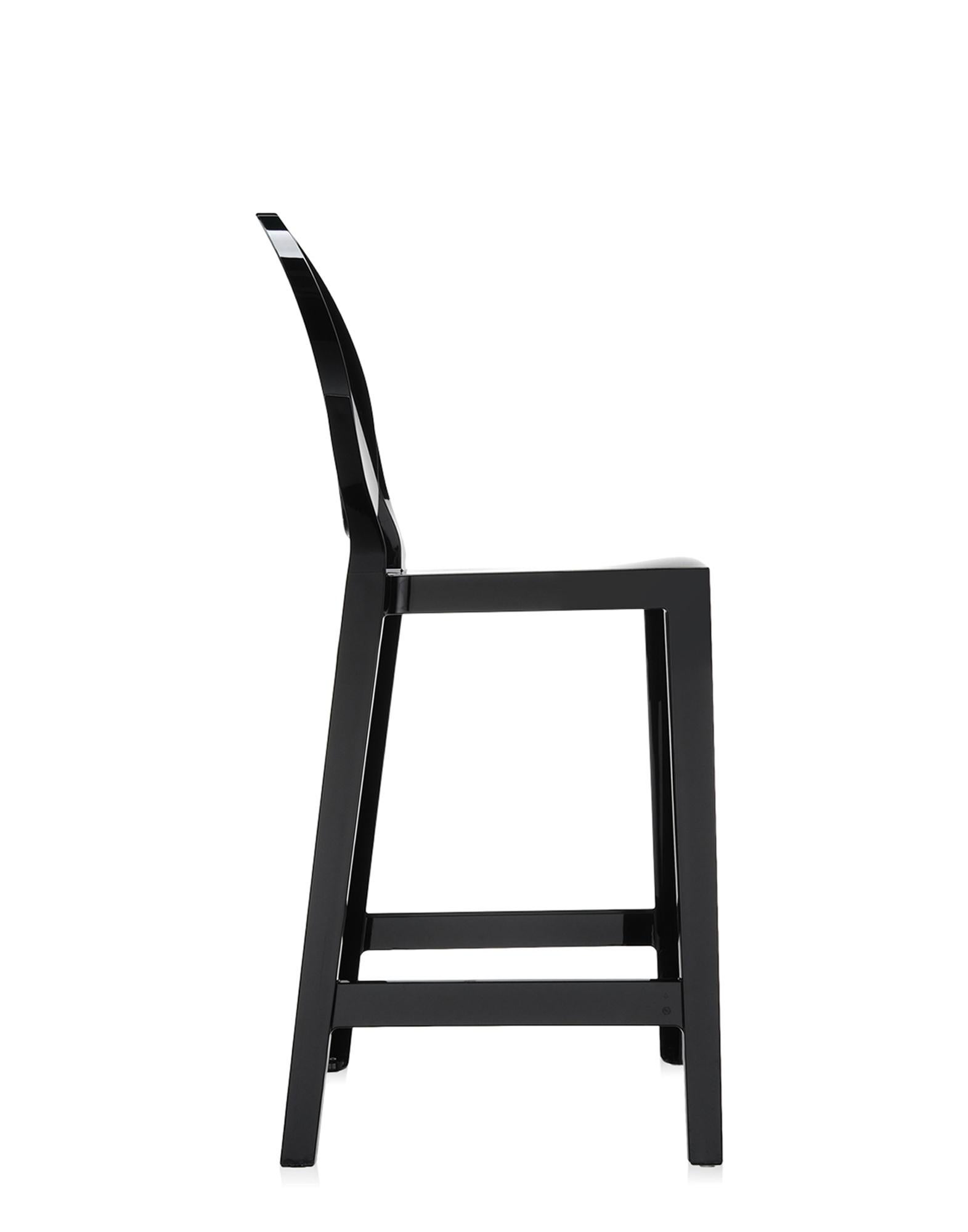 Moderne Ensemble de 2 tabourets de comptoir Kartell One More en mat noir de Philippe Starck en vente