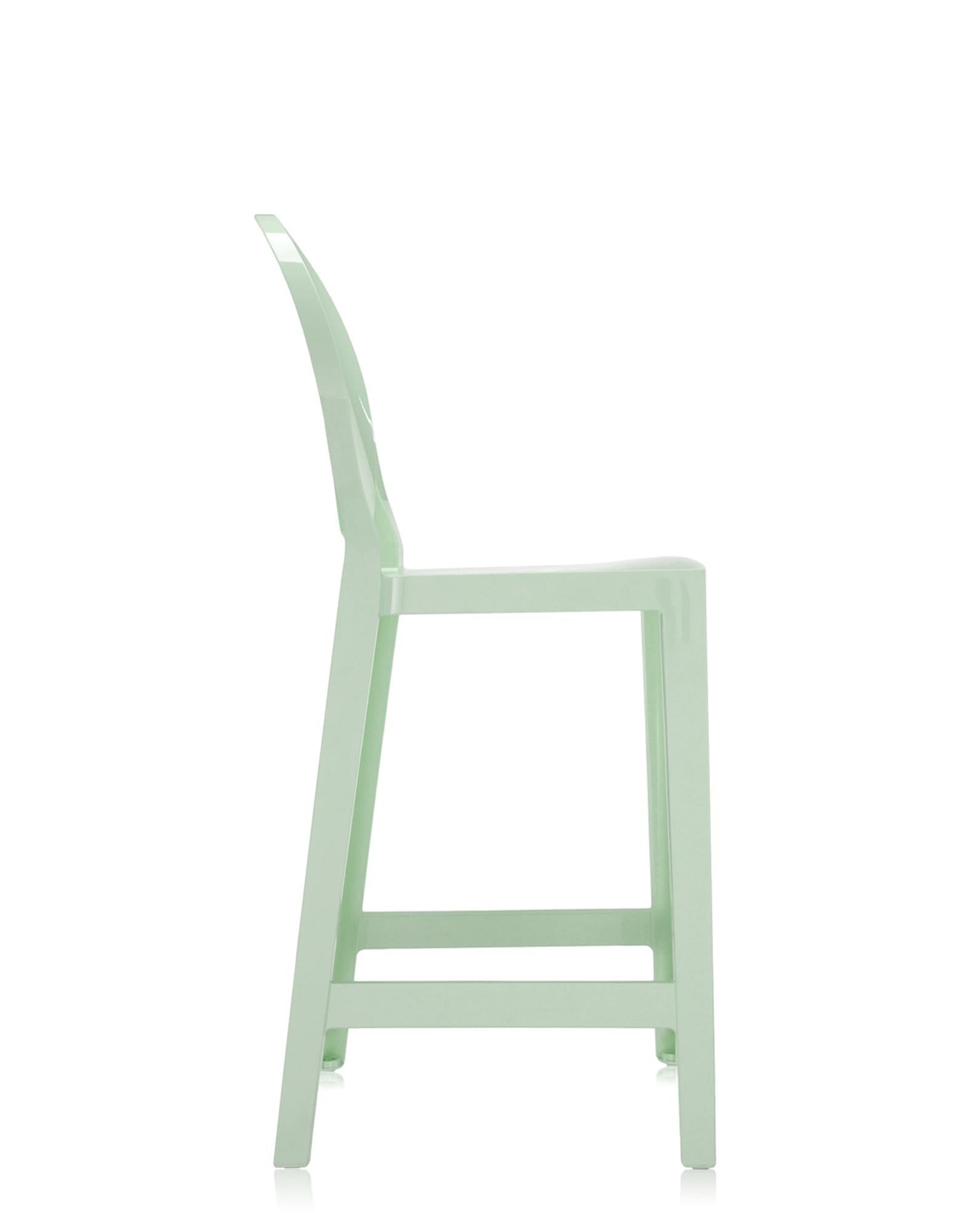 Modern Set of 2 Kartell One More Counter Stools in Mat Green by Philippe Starck