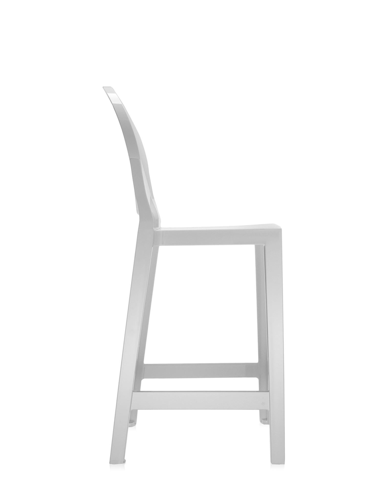 Modern Set of 2 Kartell One More Counter Stools in Mat White by Philippe Starck For Sale