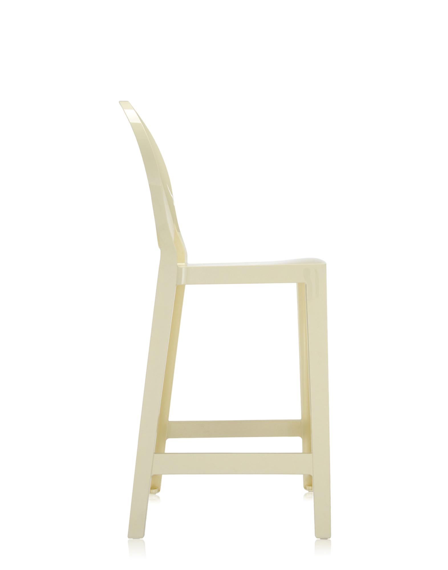Modern Set of 2 Kartell One More Counter Stools in Mat Yellow by Philippe Starck