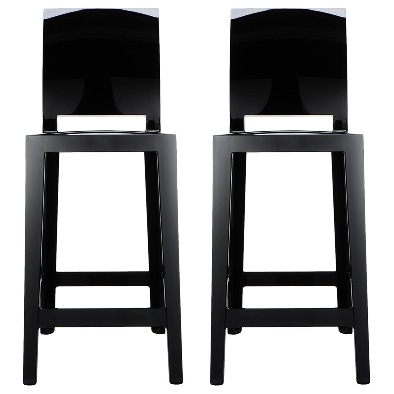 Set of 2 Kartell One More Please Counter Stools in Matt Black by Philippe Starck For Sale