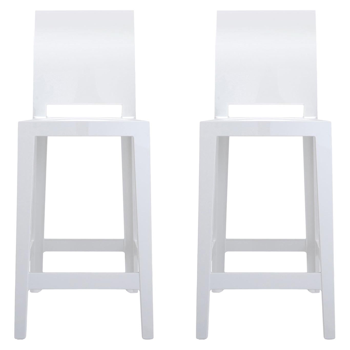 Set von 2 Kartell One More Please Counter Hockern in mattem Weiß von Philippe Starck im Angebot