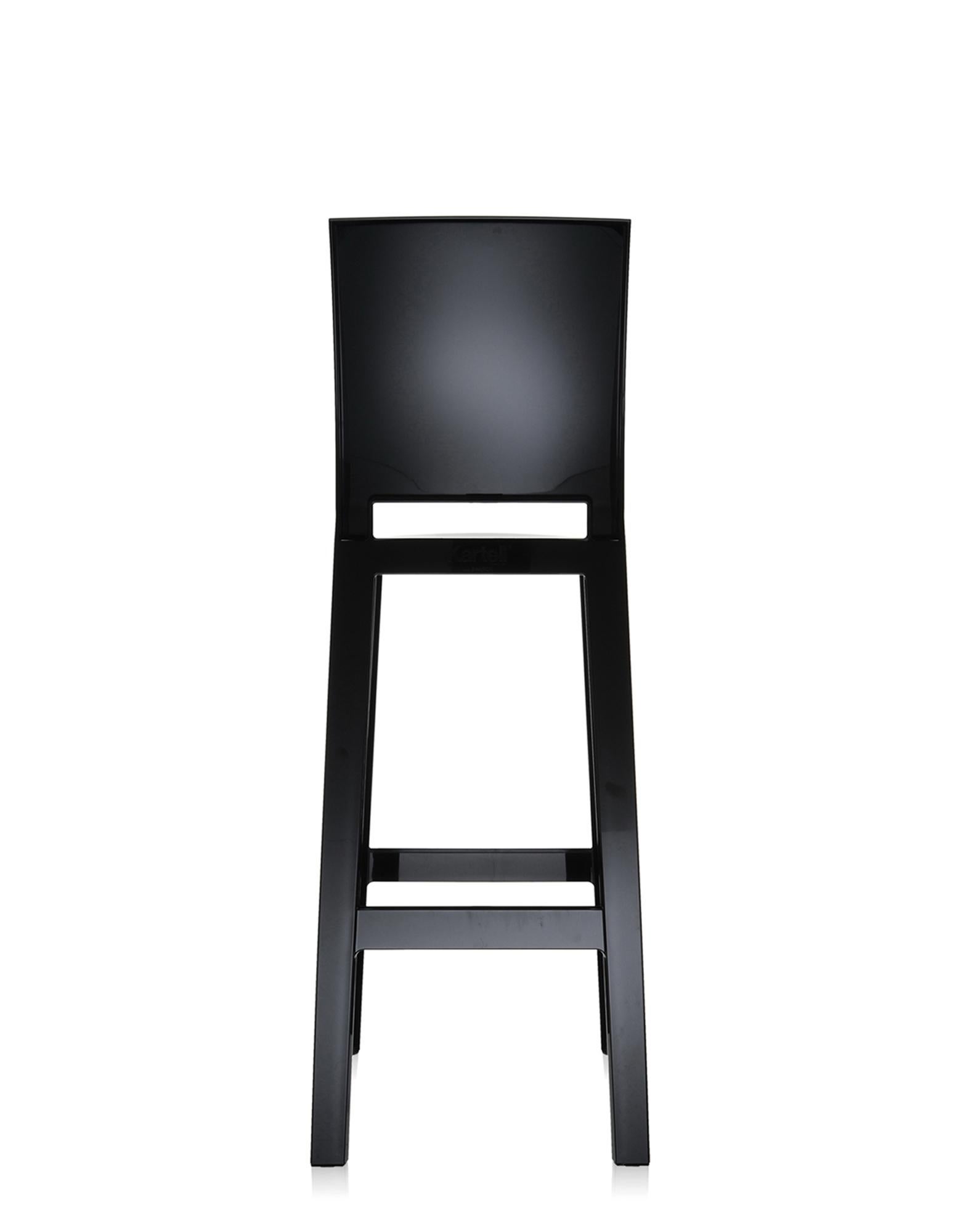 Italian Set of 2 Kartell One More Please Square Bar Stools in Black by Philippe Starck For Sale