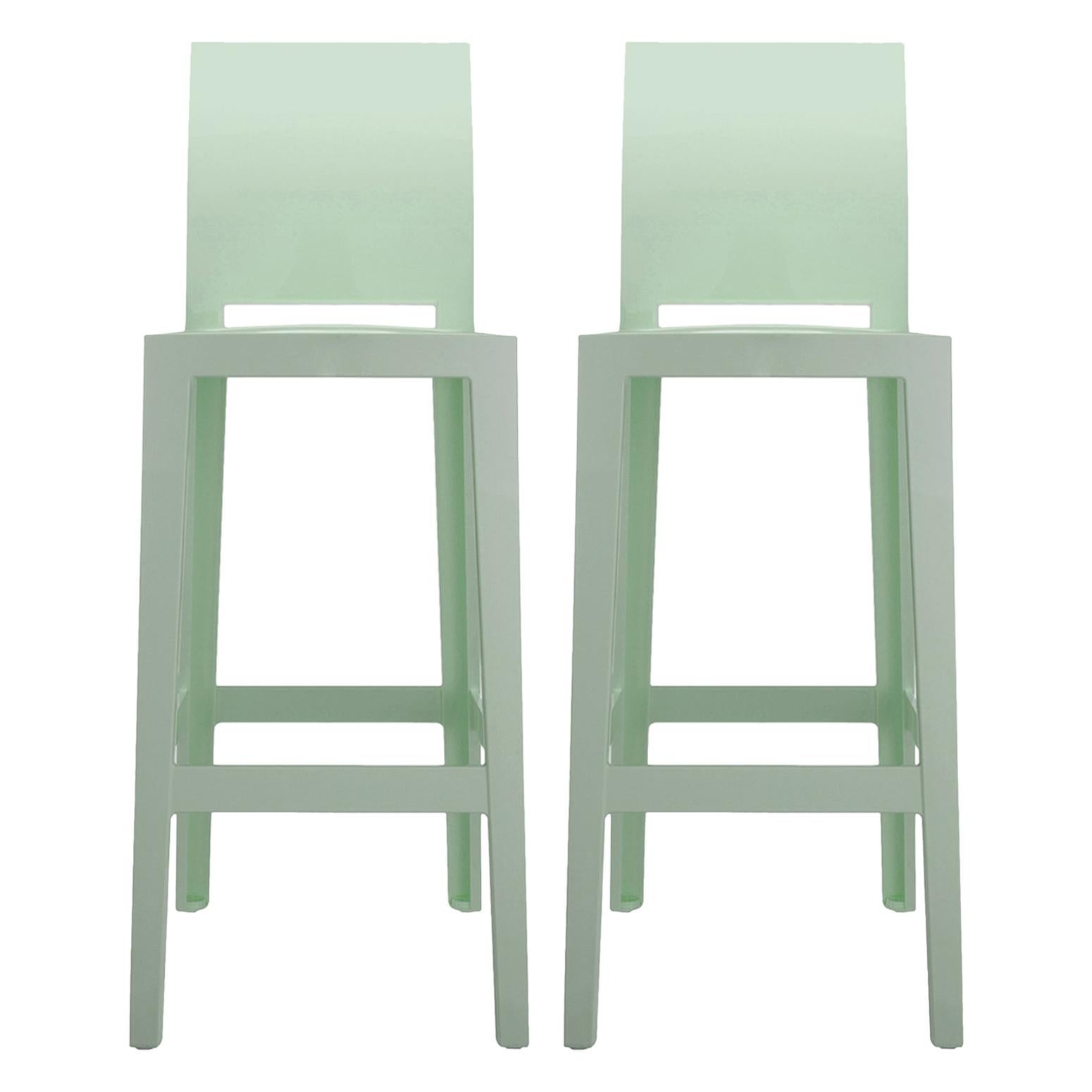 Set of 2 Kartell One More Please Square Bar Stools in Green by Philippe Starck