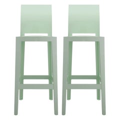 Set of 2 Kartell One More Please Square Bar Stools in Green by Philippe Starck
