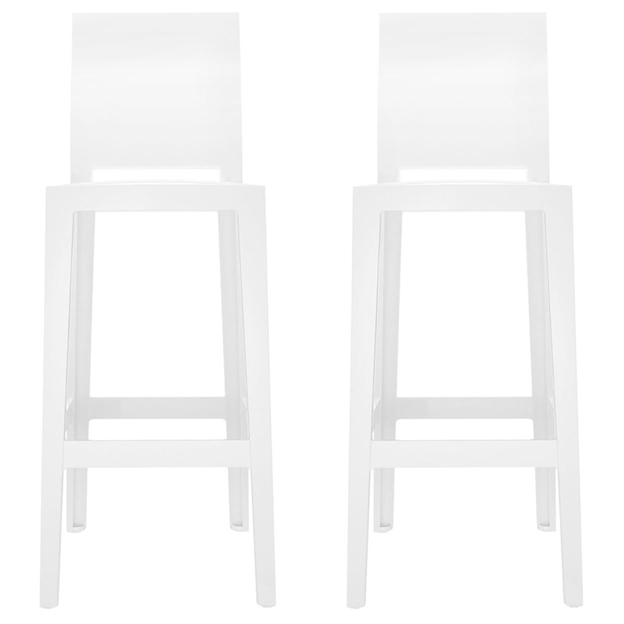 Set of 2 Kartell One More Please Square Bar Stools in White by Philippe Starck For Sale