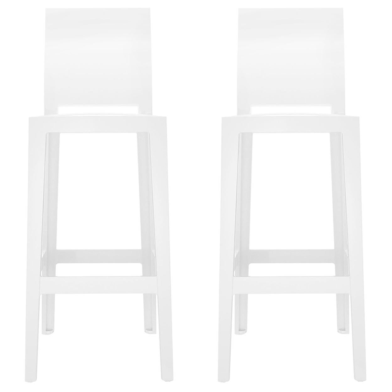 Ensemble de 2 tabourets de bar carrés Kartell One More Please en blanc de Philippe Starck