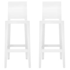 Set of 2 Kartell One More Please Square Bar Stools in White by Philippe Starck
