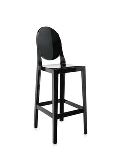 Set of 2 Kartell One More Square Bar Stools in Black by Philippe Starck