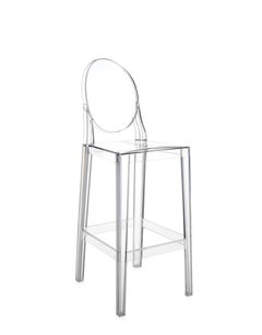 Set of 2 Kartell One More Square Bar Stools in Crystal by Philippe Starck
