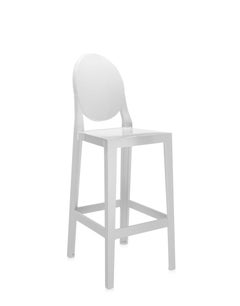 Set of 2 Kartell One More Square Bar Stools in White by Philippe Starck