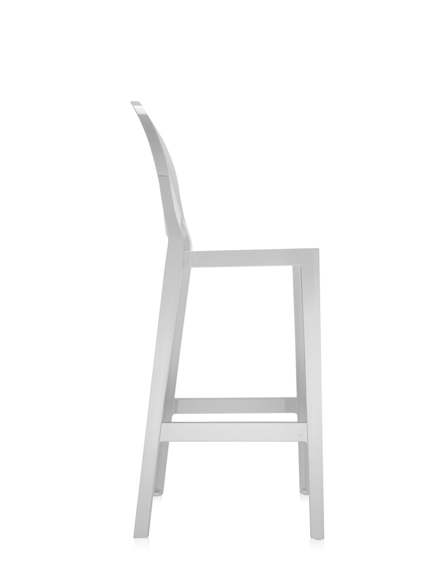 Modern Set of 2 Kartell One More Square Bar Stools in White by Philippe Starck For Sale