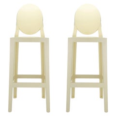 Set of 2 Kartell One More Square Bar Stools in Yellow by Philippe Starck