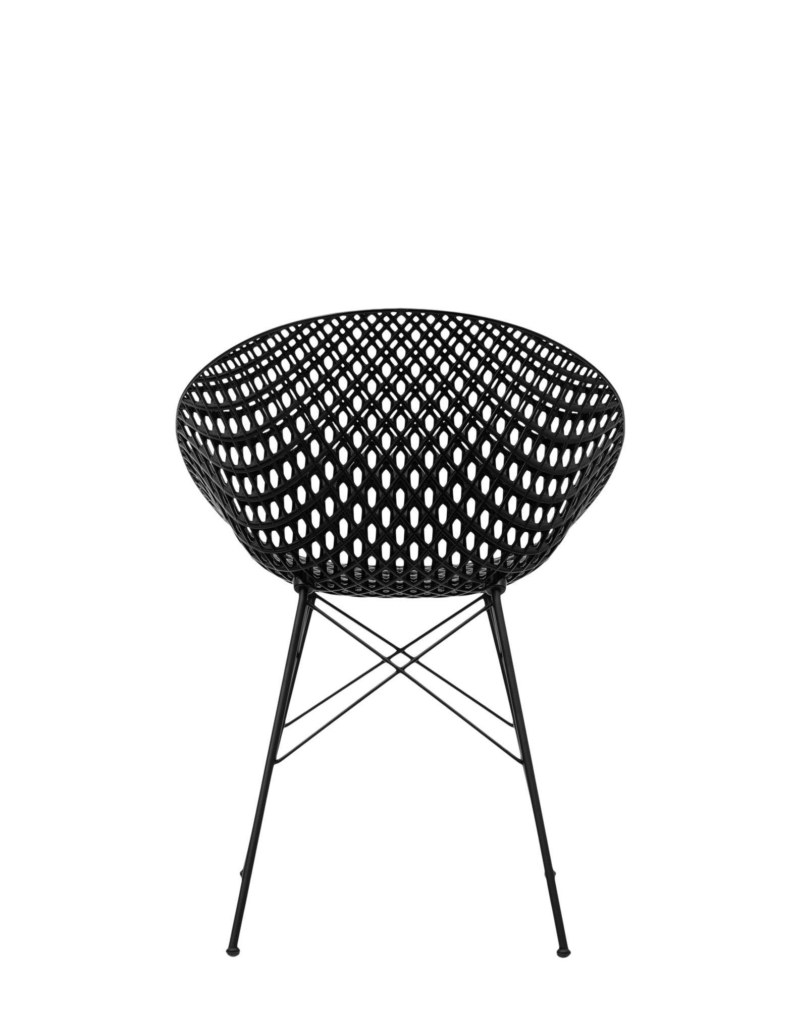 Italian Set of 2 Kartell Smatrik Chair in Black with Black Legs by Tokujin Yoshioka For Sale