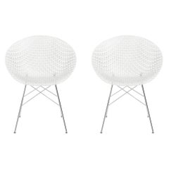 Set of 2 Kartell Smatrik Chair in Crystal with Chrome Legs by Tokujin Yoshioka