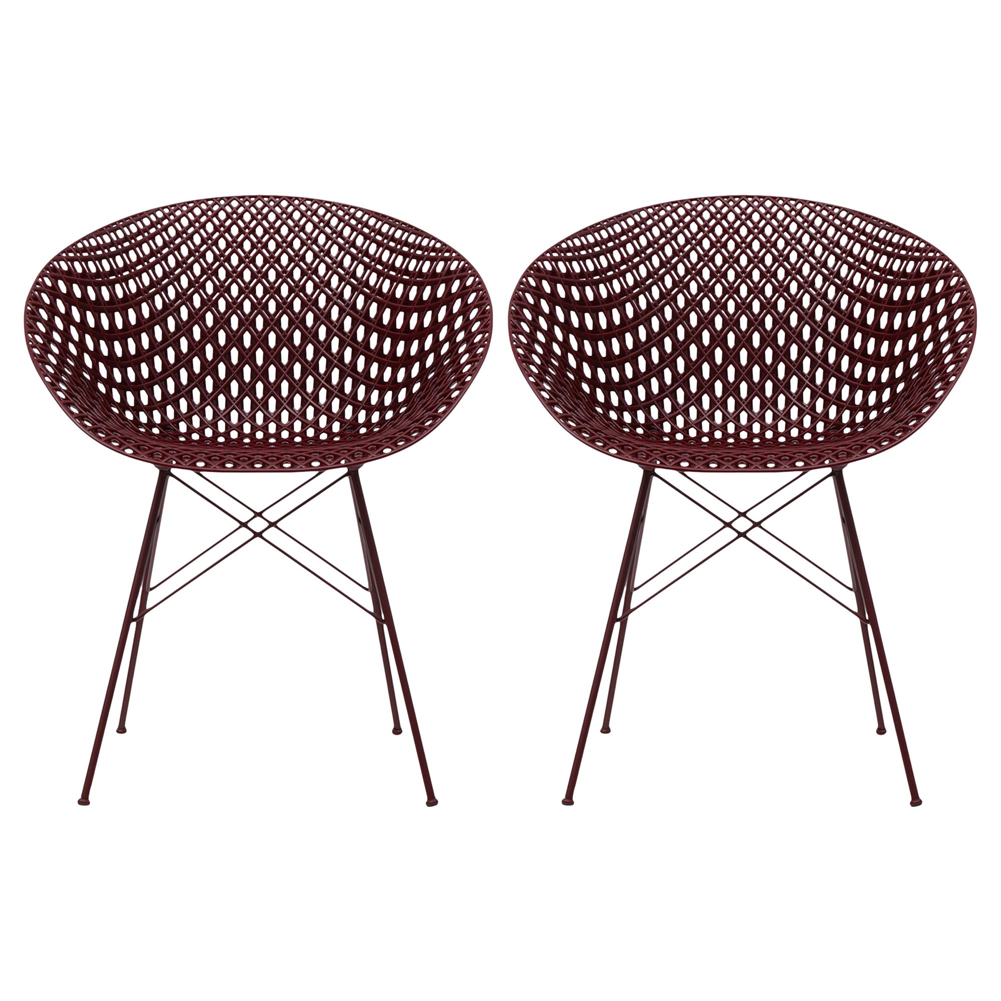 Set of 2 Kartell Smatrik Outdoor Chair in Plum by Tokujin Yoshioka For Sale