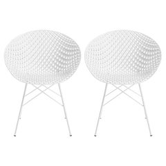 Ensemble de 2 chaises d'extérieur Kartell Smatrik blanches en blanc de Tokujin Yoshioka