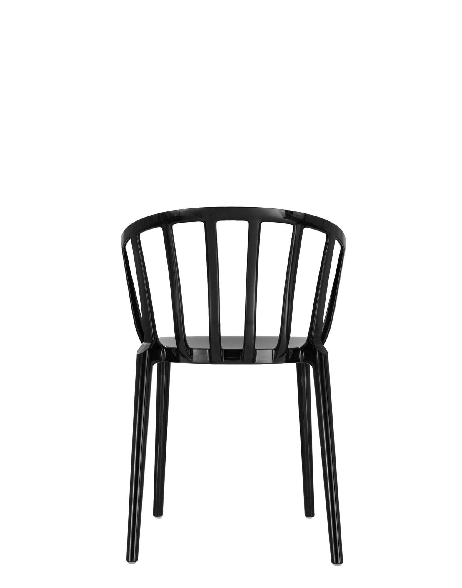 Italian Set of 2 Kartell Venice Chairs in  Glossy Black by Philippe Starck For Sale