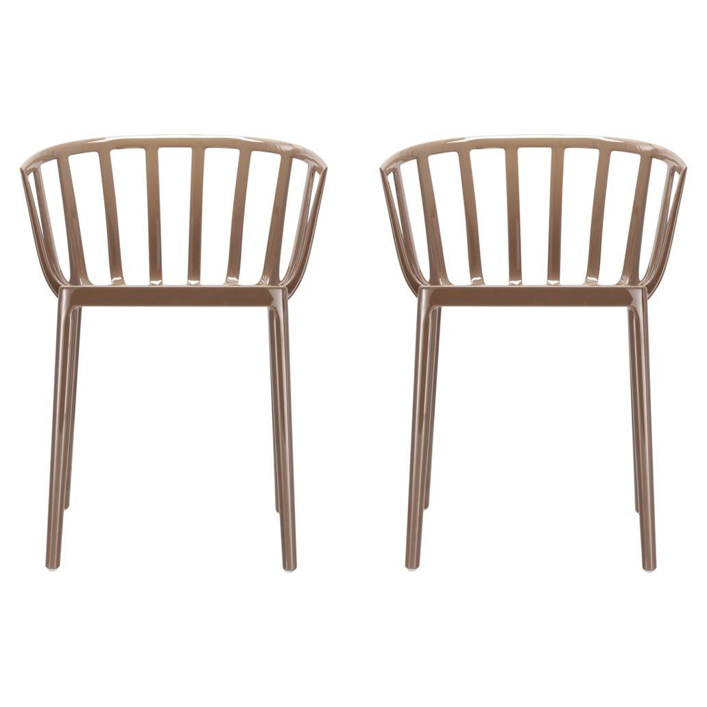 Set of 2 Kartell Venice Chairs in Glossy Dove by Philippe Starck For Sale