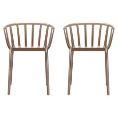 Set of 2 Kartell Venice Chairs in Glossy Dove by Philippe Starck