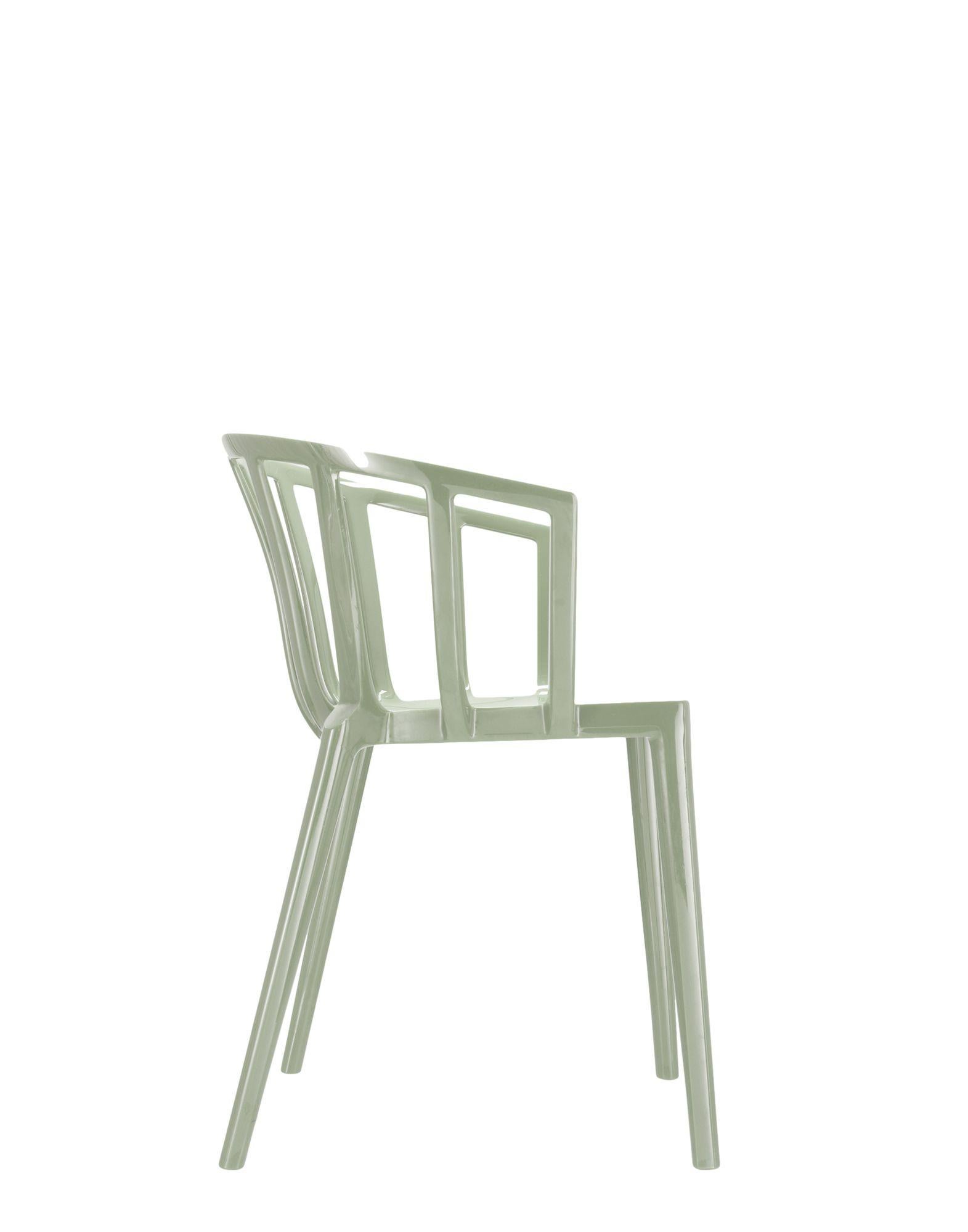 Modern Set of 2 Kartell Venice Chairs in Glossy Sage Green by Philippe Starck For Sale